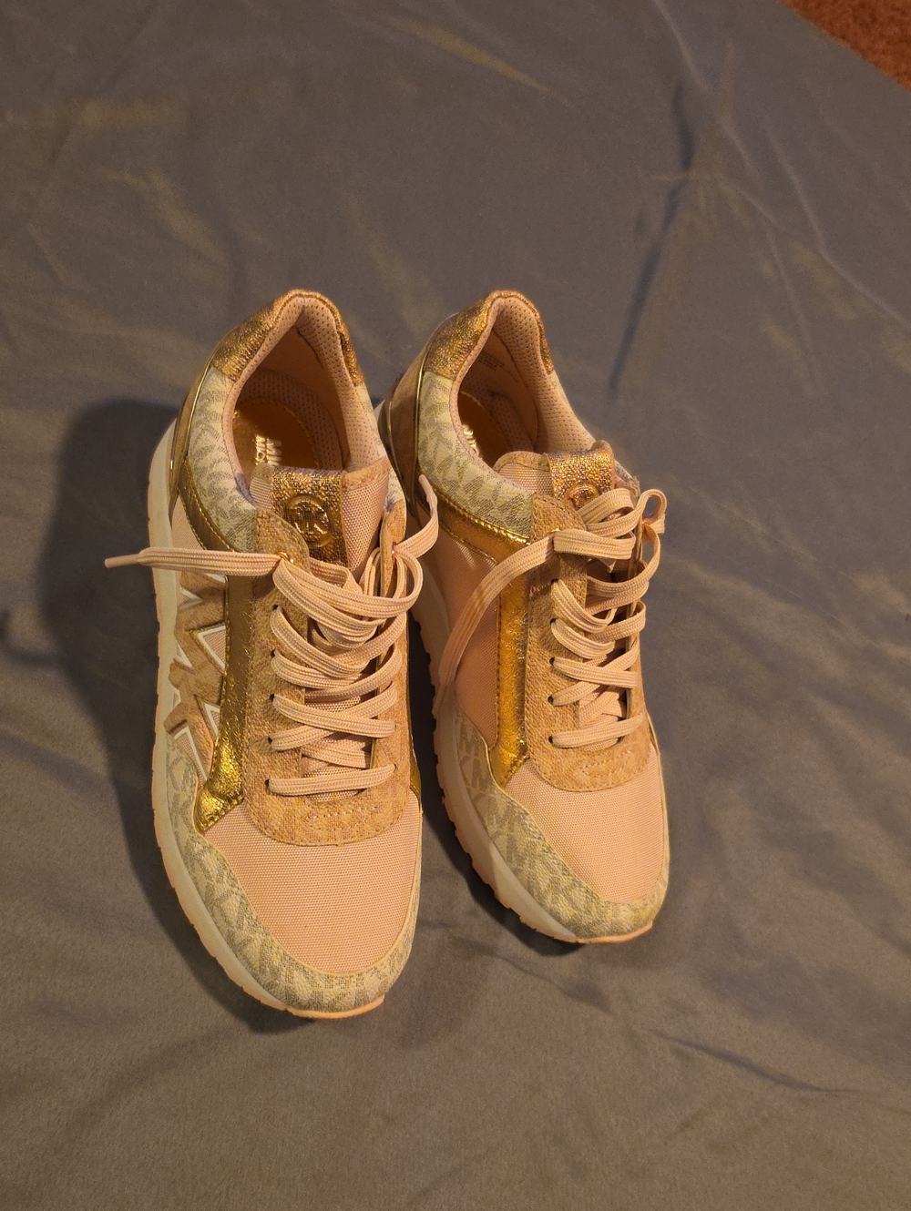 Michael Kors Pink and Gold Logo Accent Sneakers